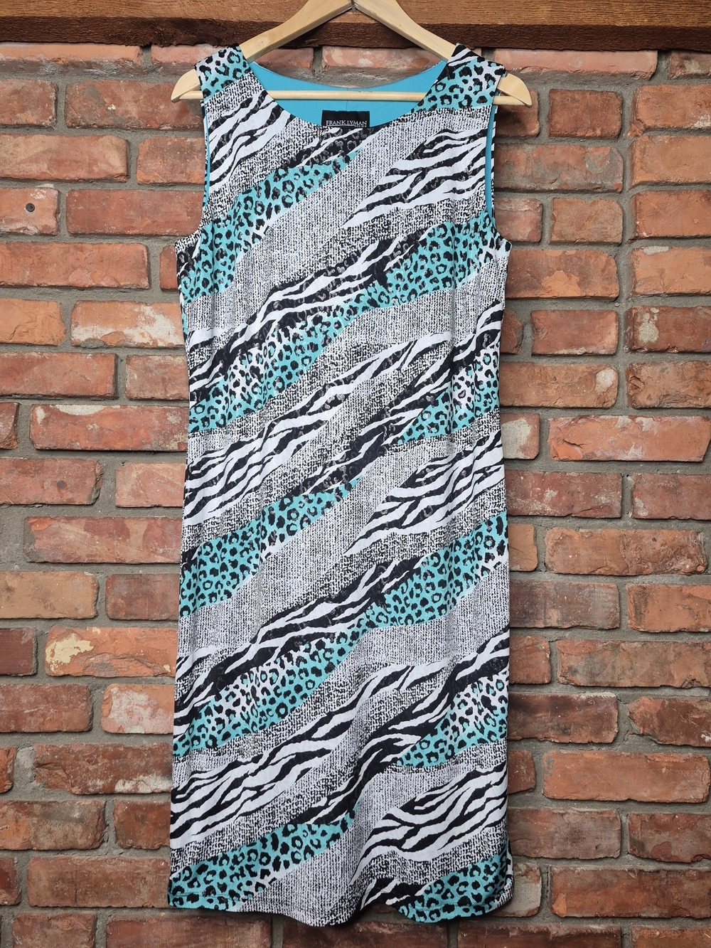 🇨🇦 Frank Lyman Animal Print Sheath Dress Shimmer Lined Sleeveless Canada